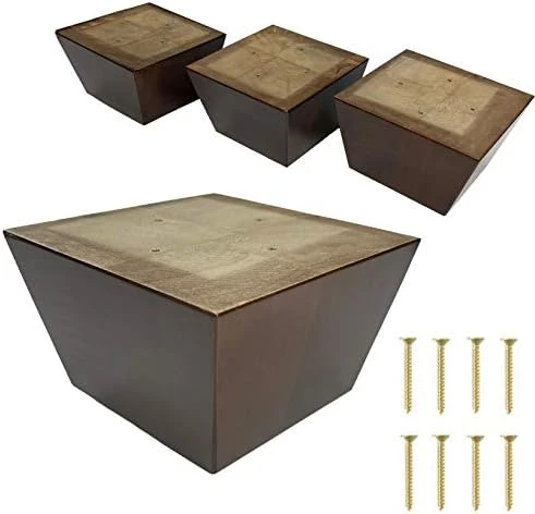 ComfortStyle Furniture Legs, Sofa Couch And Chair 3" Tall X 5" Extra Wide Wood Feet Replacement, Set Of 4 Feet, Heavy Duty, Walnut Finish - Image 5