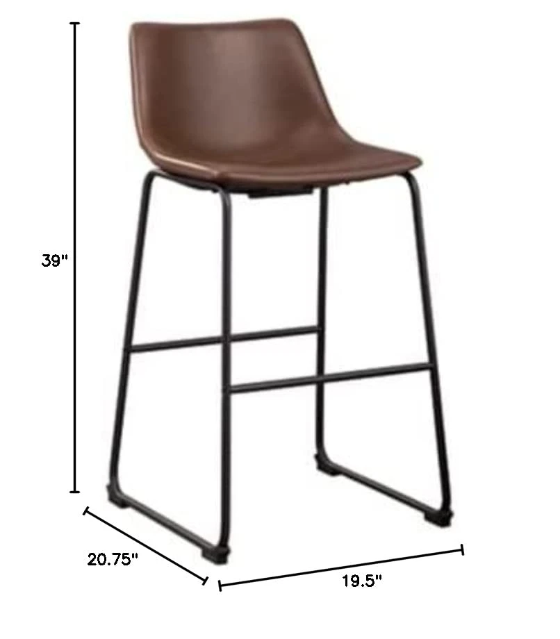 Signature Design By Ashley Centiar Urban Industrial 28.75" Pub Height Bucket Seat Barstool, 2 Count, Brown - Image 2