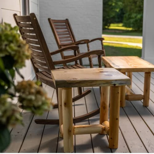 Rustic Log End Table Pine And Cedar (Unfinished) - Image 2