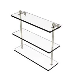 Allied Brass PR-5/16 16 Inch Triple Tiered Glass Shelf, Polished Nickel