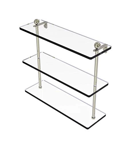 Allied Brass PR-5/16 16 Inch Triple Tiered Glass Shelf, Polished Nickel