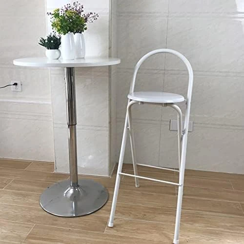 YNLeMM Modern Breakfast Bar Stools Foldable Stool Wooden Round Seat Folding Stool With Back Footrest Folding Bar Stool Seat Height 26in/28in/30in For Dining Room/Kitchen/Balcony/Living Room - Image 8