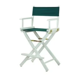 Casual Home 24" Director's Chair White Frame With Hunter Green Canvas, Counter Height