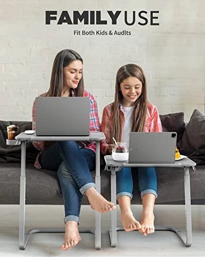 SAIJI TV Tray Table - Heavy Duty Extra Large TV Table, Upgraded TV Dinner Trays For Adult & Kids Eating Snack Food, Tilt & Height Adjustable TV Tray Portable Laptop Desk For Couch & Bedside - Image 3