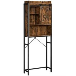 VASAGLE Over The Toilet Storage, Over Toilet Bathroom Organizer And Space-Saving Rack, Freestanding Bathroom Shelves, Rustic Brown And Black UBTS003B01