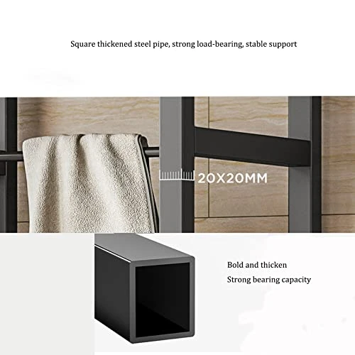 Bathroom Storage Shelves,Washer Storage Frames Floor Standing Punch Free Suitable For Over Toilet High Temperature Steel Balcony Washinghine Shelf Roller Bracket/Black/a - Image 4