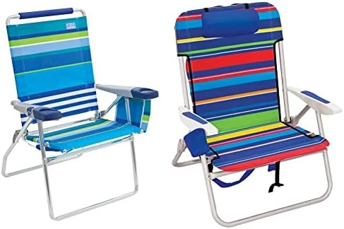 Rio Brands Rio Beach 4-Position 17" Tall Folding Beach Chair - Stripe, 17" Extended Height 4 Position Folding Beach Chair - Image 12