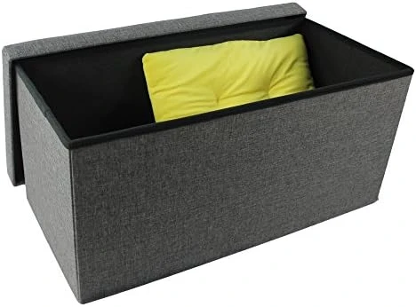 Achim Home Furnishings Collapsible Storage Ottoman 6 Drawers - Black Faux Leather 15x30x15 - Image 8