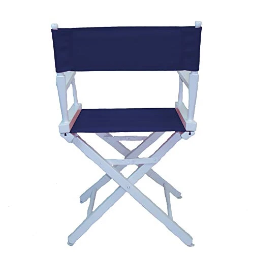 Gold Medal Commercial 18" Table Height White Frame Directors Chair - Navy - Image 3