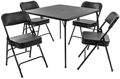 XL Series Folding Card Table And Chair Set (5pc) - Ultra-Padded Chairs For All-Day Comfort - Fold Away Design, Quick Storage And Portability - Vinyl Upholstery - Wheelchair Accessible (Black) - Image 6