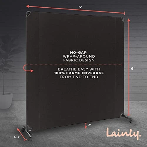 Lainly Rolling Room Divider Wall - Made In North America (6' L X 6' H, Dark Gray) Partition Room Dividers, Temporary Wall, Office Divider, Privacy Screen, Wall Divider & Room Divider Screen - Image 5