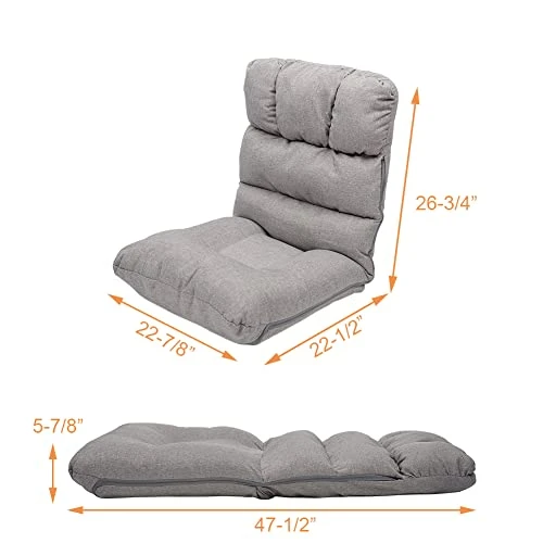 WAYTRIM 5-Position Indoor Adjustable Floor Chair, Padded Kids Gaming Sofa Chair With Backrest, Perfect For Living Room, Bedroom - Gray - Image 5
