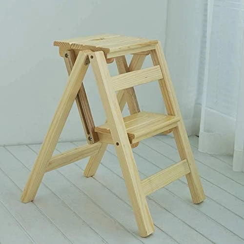 WFZCP Solid Wood Scale Stool Armchair Foldable Stool 2 Multifunctional Steps Folding Solid Wooden Chair Wood (Color : White) - Image 6