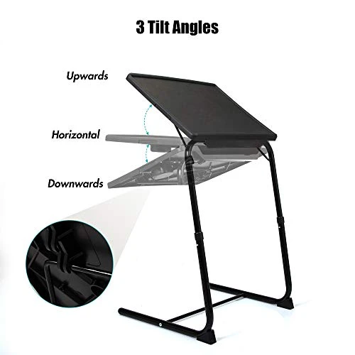Sandinrayli Adjustable TV Tray,TV Trays Table For Eating On Bed & Sofa,Folding Laptop Table With 6 Height And 3 Tilt Angles,Set Of 2 - Image 3