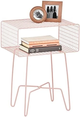 MDesign Modern Industrial Side Table With Storage Shelf, 2-Tier Metal Minimal End Table, Metallic Caged Grid - Accent Furniture For Living Room, Bedroom, Office, Dorm Room, Concerto Collection, Black - Image 12
