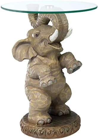 Design Toscano Good Fortune Elephant Glass-Topped Table, 16" Diameter X 21½" High - Image 8
