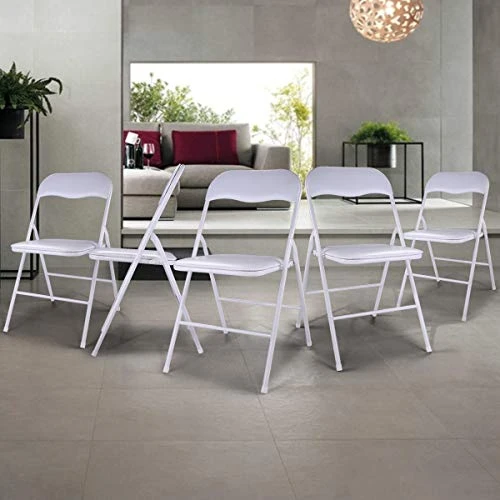 LAZYMOON 5-Pack Plastic Folding Chairs Wedding Banquet Seat Premium Party Event Chair White - Image 6