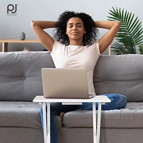 PJ Wood Folding TV Tray & Snack Table Set Of 2 - White - Image 5