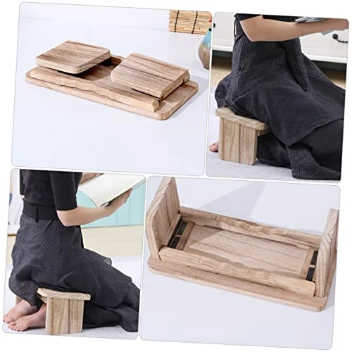 Toddmomy Buddha Kneeling Stool Adjustable Stool Collapsible Stool Portable Folding Stool Yoga Meditation Bench Zazen Bench Meditation Kneeling Stool Non-Skid Stool Kneel Stool Wooden Stool - Image 4