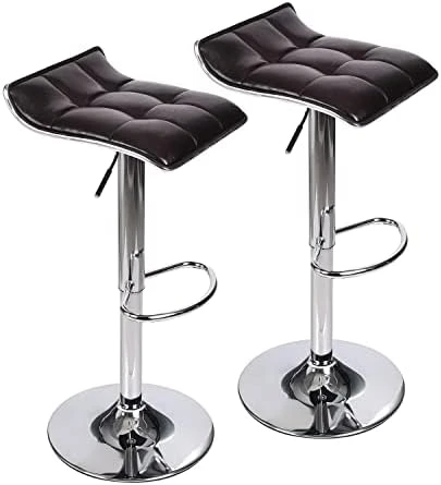 Puluomis Set Of 2 Barstool, Adjustable Swivel Gas Lift Bar Stools, PU Leather With Chrome Base, Grey - Image 6