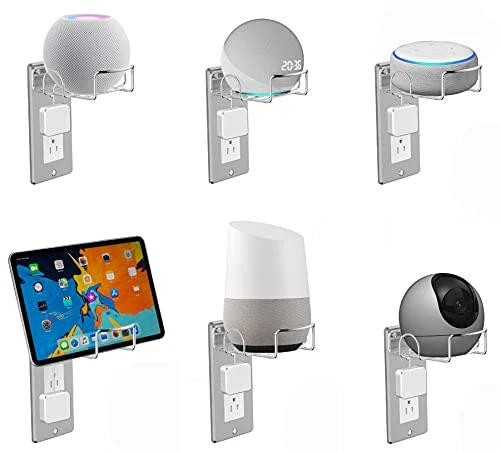 Wall Outlet Shelf Metal Panel Stainless Steel Bracket For Echo Devices, CellPhone, Ipad, Speaker,Stand Holder Mount Accessories Perfect For Bathroom, Kitchen, Bedrooms Easy Installation(Aluminum) - Image 2