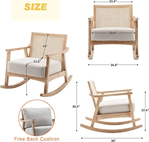 MELLCOM Nursery Rocking Chairs, Upholstered Glider Rocker With Solid Frame And Cushion, Comfy Accent Armchair For Nursery, Living Room And Bedroom - Image 3