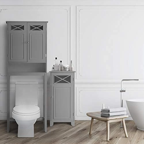 Elegant Home Fashions Dawson Over The Toilet Storage With Grey Finish - Image 2