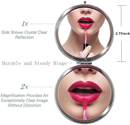 2 Pack Bridesmaid Proposal Gifts,1 Maid Of Honor Mirror 1 Matron Of Honor Mirror,Crystal Pocket Compact Makeup Mirror Wedding Bridesmaid Gifts Bachelorette Party Gifts For Bride (silver) - Image 2