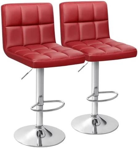 Homall Bar Stools Modern PU Leather Adjustable Swivel Barstools, Armless Hydraulic Kitchen Counter Bar Stool Synthetic Leather Extra Height Square Island Barstool With Back Set Of 2(Black) - Image 14