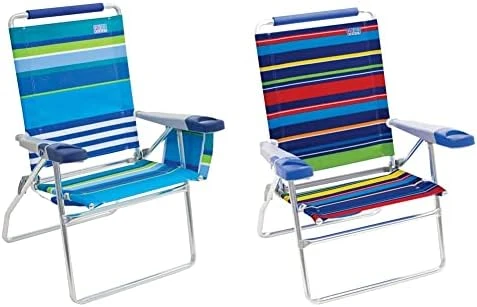 Rio Brands Rio Beach 4-Position 17" Tall Folding Beach Chair - Stripe, 17" Extended Height 4 Position Folding Beach Chair - Image 7