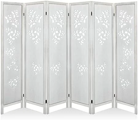 ECOMEX 6 Panel Room Divider, Wood Room Screen Divider Freestanding, Folding Privacy Screens Room Divider Room Separator Temporary Wall Dividers, White - Image 11