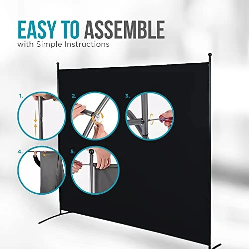 Steel-AID Single-Panel Privacy Room Divider β Folding Partition Privacy Screen For Office, Classroom, Dorm Room, Kids Room, Studio, Conference - 71" X 72" - Easy To Assemble, Freestanding & Foldable - Image 5