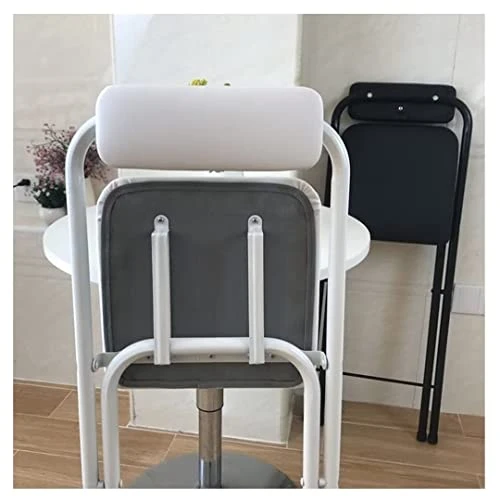 UDHSV Folding Bar Stool With Backrest,PU Leather Padded Counter Height Foldable Stool,Portable Folding Stool For Adults Tall Bar Stools For Outdoor Kitchen Shop Cafe,Black,27.5in - Image 4