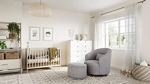 Nurture& The Swivel Premium Glider Swivel Chair For Nursery Or Living Room With Built-in USB Charger And Stain-Resistant Performance Fabric (Gray) - Image 2