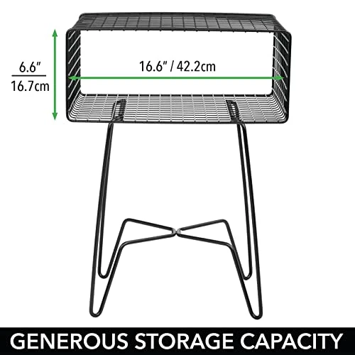 MDesign Modern Industrial Side Table With Storage Shelf, 2-Tier Metal Minimal End Table, Metallic Caged Grid - Accent Furniture For Living Room, Bedroom, Office, Dorm Room, Concerto Collection, Black - Image 4