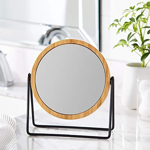 Amazon Basics Vanity Mirror With Bamboo Rim - 1X/5X Magnification - Image 5