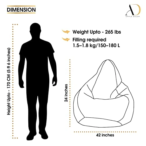 Ample Decor Leather Bean Bag Cover (No Filling), Plush Toys Storage Soft Leatherette, Water Resistant, Durable Construction Sturdy Zipper, Ideal For Teenagers, Adults β Blue - Image 3