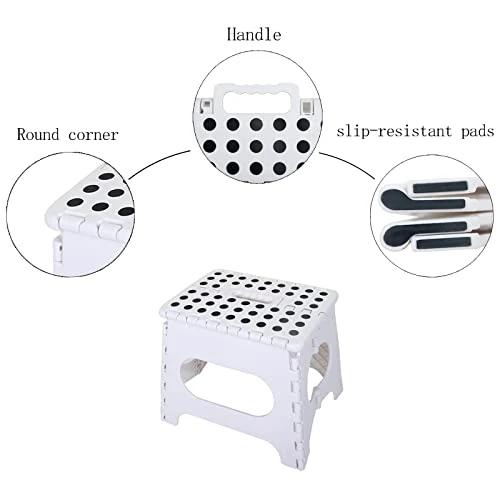 Fisiei Step Stool,Step Stools For Adults,Folding Step Stool,Folding Stool,Foldable Stool,Small Step Stool For Kitchen,Bathroom,Living Room,Bedroom, Office, Etc.(White, 13inch) - Image 2