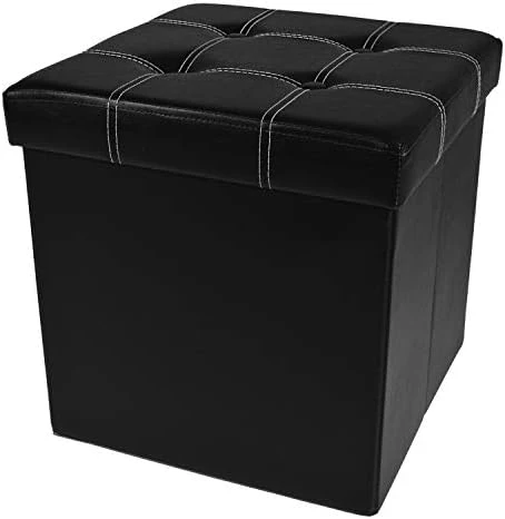 Achim Home Furnishings Collapsible Storage Ottoman 6 Drawers - Black Faux Leather 15x30x15 - Image 12