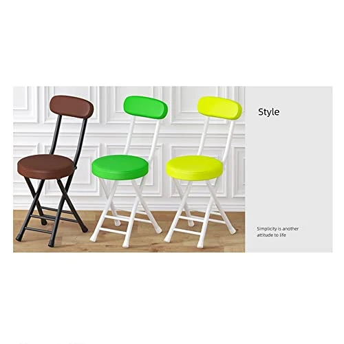 ALIXCE Bar Stool Foldable With Backrest Folding Chair Kitchen Stool With Round Padded Seat Cushion, Counter Stool With Footrest Folding Stool For Breakfast Bar Dining Room Living Room (Color : Pink) - Image 3