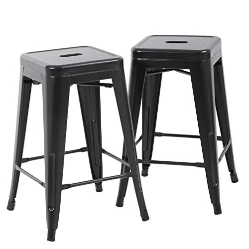 FDW Bar Stools Counter Stool Barstools Set Of 2 Industrial Metal Bar Stools Patio Furniture Modern Backless 24β Stackable Metal Indoor/Outdoor Bar Stools Kitchen Counter Stools Chairs