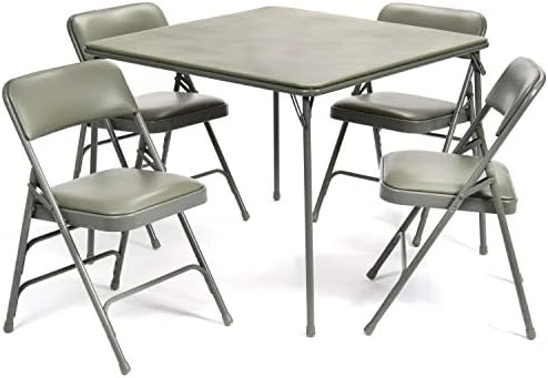 XL Series Vinyl Folding Card Table And Chair Set (5pc) - Comfortable Padded Upholstery For Easy Cleaning - Fold Away Design, Quick Storage And Portability, Premium Quality (Black) - Image 2