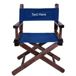 TLT Personalized Embroidered Walnut Frame Toddler's Directors Chair By Gold Medal - Royal Blue Canvas