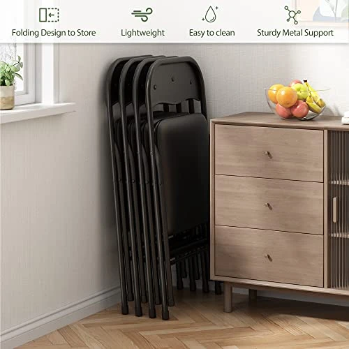 JAXPETY 10 Pack Plastic Folding Chair Foldable Chairs For Outdoor Indoor Commercial Events Wedding Party Chairs With Padded Seat, Black - Image 4