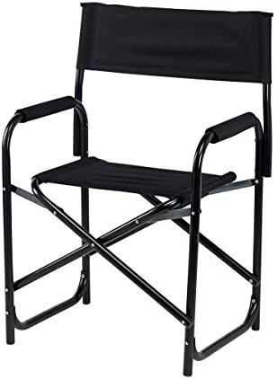 E-Z UP Standard Height Directors Chair, Seat 17.5β High, Padded Armrests And Storage Bag, Black - Image 6