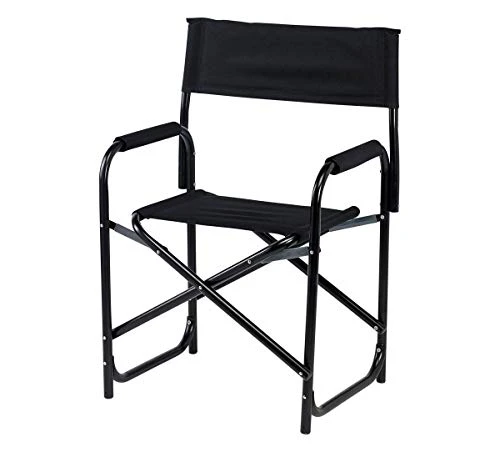 E-Z UP Standard Height Directors Chair, Seat 17.5β High, Padded Armrests And Storage Bag, Black