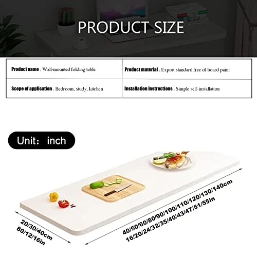 Space-saving Folding Floating Computer Table Folding Table Dining Table Space-saving Kitchen Balcony With Stand Stable Desk Study Desk Suitable For Study Kitchen , Living ( Color : White Maple , Size - Image 4