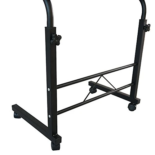 Adjustable TV Tray Mobile Sofa Side End Table Snack Table On Wheels Wooden Top & Metal Frame Accent Couch Table C-Shaped Rolling Laptop Desk Cart (23.62" L X 15.75" W) - Black/S - Image 6