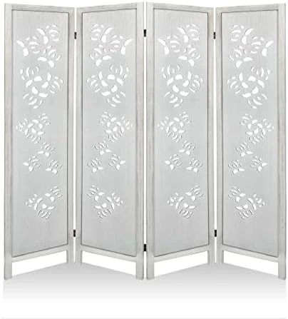 ECOMEX Room Divider 4 Panel, Wood Folding Room Divider Privacy Screens, Freestanding Partition Room Divider Screen Partial Partition For Bedroom, Office, Study,Ivory White - Image 12