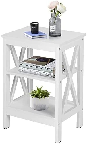 VECELO End Side Table With Storage Shelf Living Room,Bedroom Furniture, White(Set Of 2), Nightstand With Shelves - Image 13